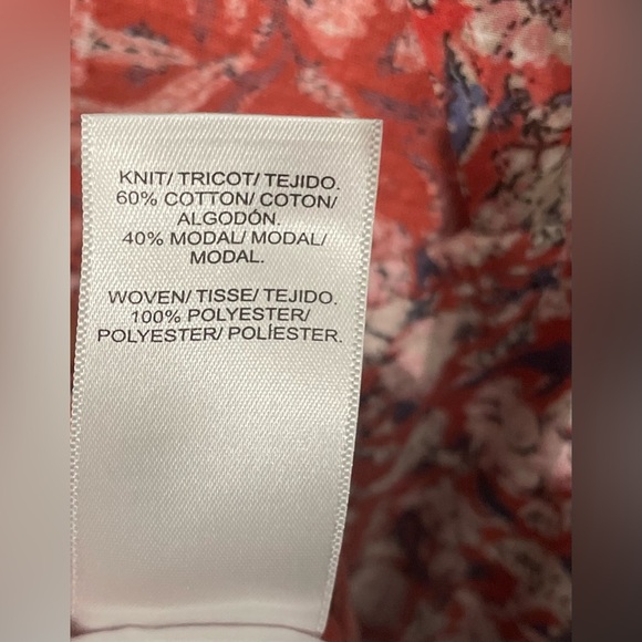 Lucky Brand Mixed Media Flutter Sleeve Floral Lightweight Color:Orange Size:M - Picture 10 of 10